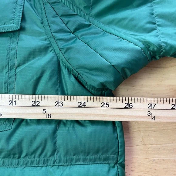 Duluth Trading Co Mens Large Down Quilted Puffer Jacket Forest Green Snap Up - Picture 6 of 11